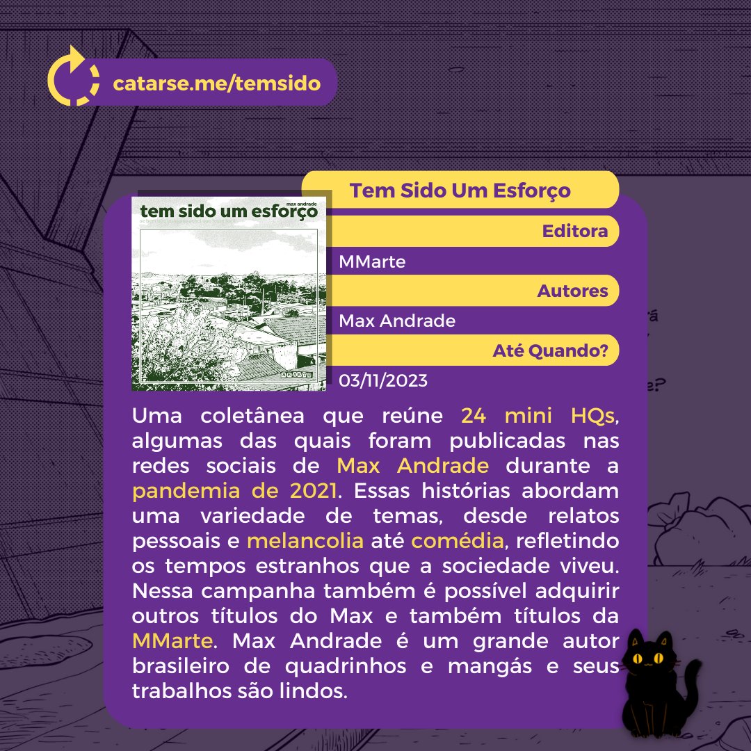 GibiPromo's tweet photo. Tem Sido Um Esforço é a nova coletânea de quadrinhos do Max Andrade que será publicada no Catarse através da editora MMarte.
Link:
🔗 https://t.co/Q066TinamC
#maxandrade #quadrinhos https://t.co/g9dOqb4JcG