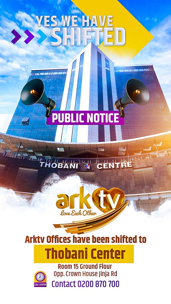 arktvworld's tweet photo. YES! We have shifted...
You can now find us at Thobani Center, Ground Floor, Room 15. Visit us there or contact us +256200870700
#ARKTV https://t.co/KfK1p9Enq7