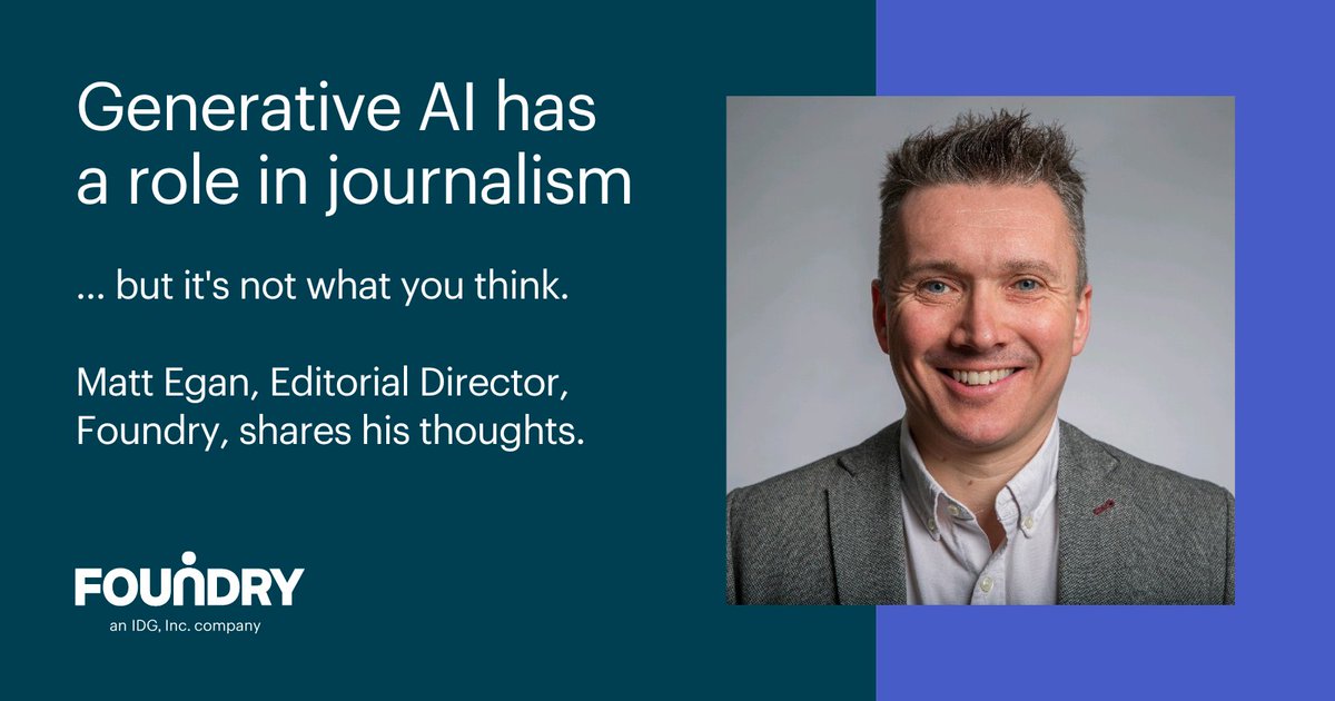 No, #GenerativeAI should not be writing the news. But 'used well, generative AI serves audiences by allowing users curated access to trusted content created by real, expert humans,' says @MattJEgan, Editorial Director, Foundry. Learn more here: bit.ly/45UhAuI