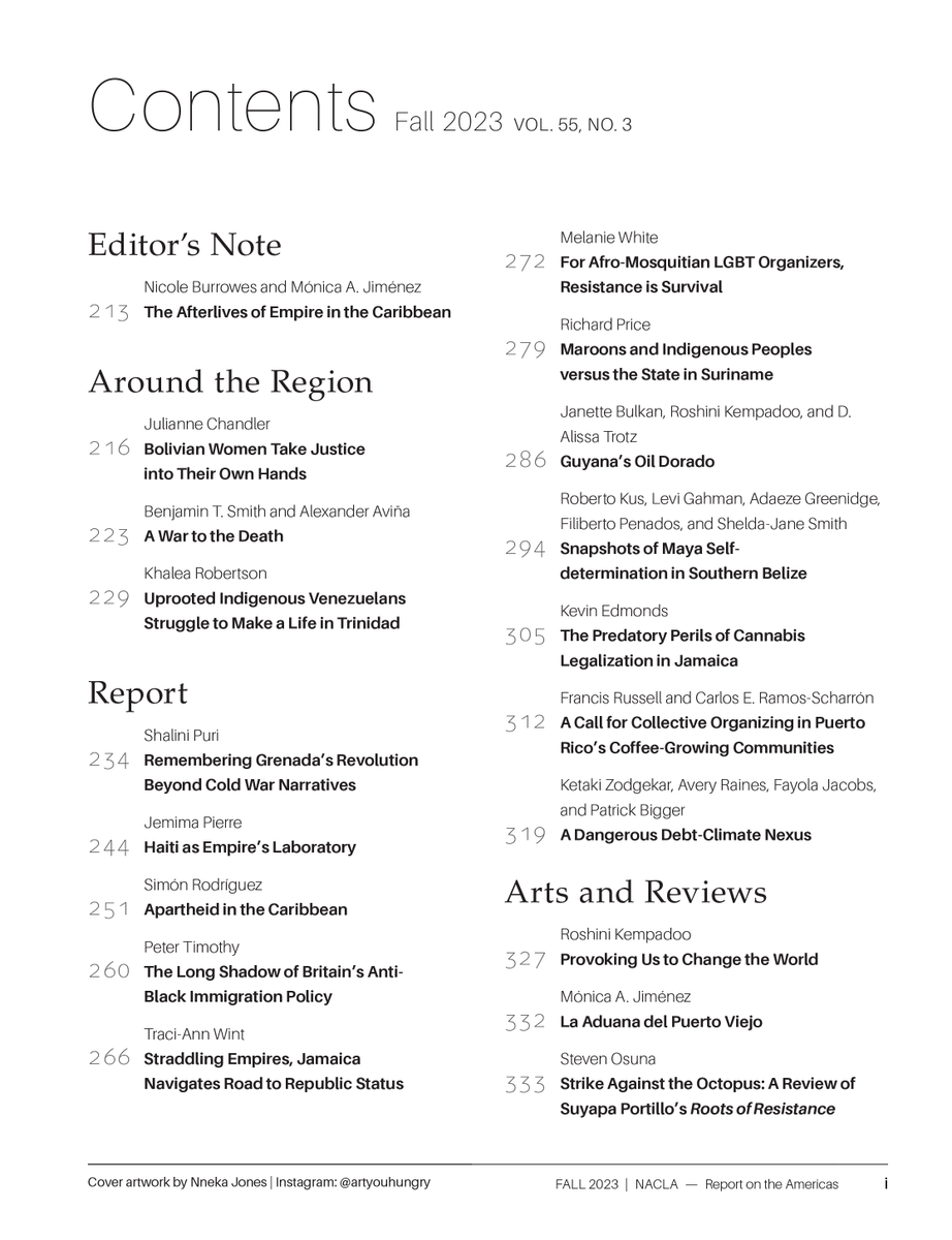 NACLA's tweet photo. 📢NEW📢 Our Fall 2023 NACLA Report AFTERLIVES OF EMPIRE IN THE CARIBBEAN examines imperial pasts and presents in the Caribbean while highlighting the movements and communities struggling to be free.

SUBSCRIBE by Friday, Sept 8 to get your copy in print: https://t.co/jELd5ttOhW https://t.co/919HsINoo4