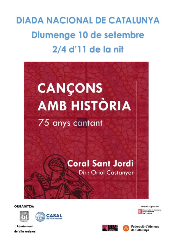 CoralSantJordi's tweet photo. Aquest diumenge, celebrem la Diada amb un concert nocturn a @AjVila_rodona @CoralSantJordi 
Més info:
https://t.co/ZKFJAXzFpy https://t.co/Tgp4oMYMWY