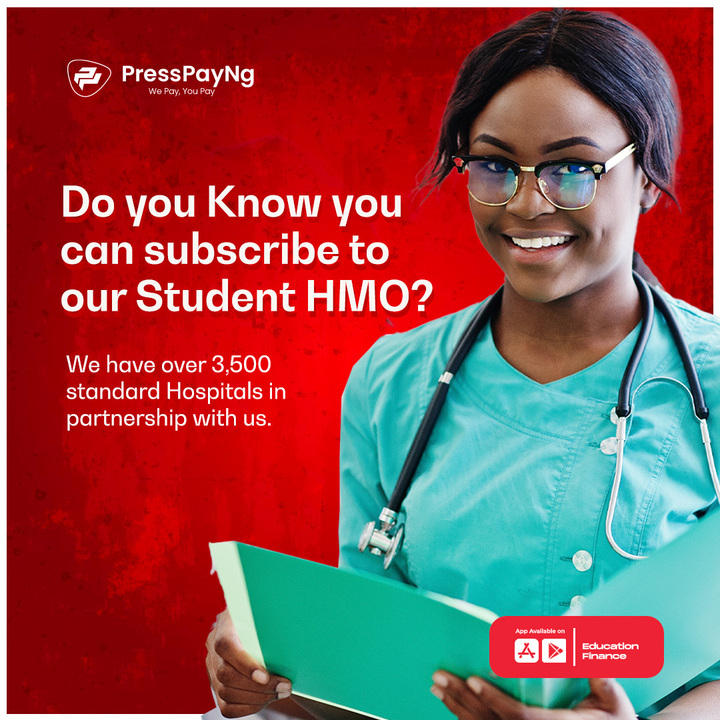 PressPayNg1's tweet photo. Discover Health, Happiness and Peace of mind with our Student HMO Services.
#PressPayNg #Education #WePayYouStudy #WePayYouPay #EdsuSavings #Scholarships #StudentHMO #Nigeria #tribunal #TrendingNow https://t.co/nGlELf8Ps0