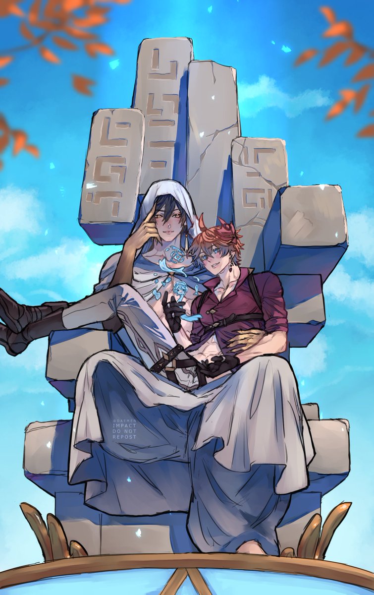 DaemenSimpact's tweet photo. Zhongli's statue may be made of stone, but his lap just looks so comfy 🥺 lemme sit there too, sir

#ZhongChi https://t.co/Gzg9WGq80R