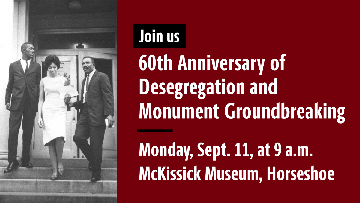 This year marks the 60th anniversary of the 1963 Desegregation of @UofSC. Join the university community in honoring the courageous Black students, Henrie Monteith Treadwell, Robert G. Anderson and James L. Solomon Jr., who paved the way for equality. bit.ly/3r5JyEU