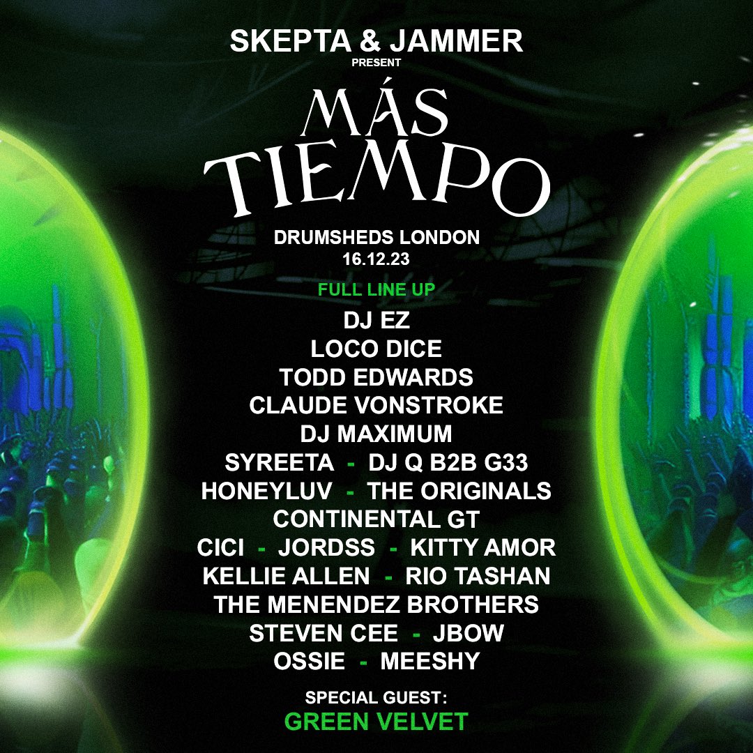 met the mas tiempo crew this trip. so excited to come back to London in December @Skepta @jammerbbk @GreenVelvet_ @toddedwards3000 drumshedslondon.com/mas-tiempo/