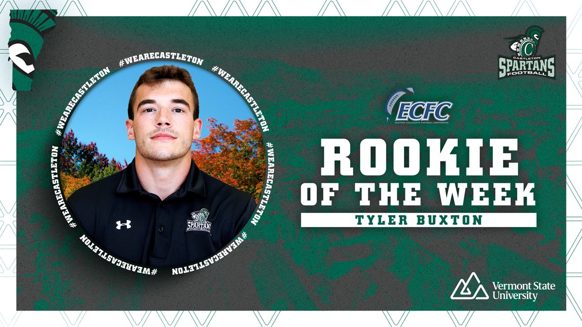 Five tackles and a key forced fumble and recovery that helped lift <a href="/CastletonFB/">Castleton Football</a> to a season-opening win over Plymouth State on Saturday have earned Tyler Buxton ECFC Co-Rookie of the Week honors!

📰 castletonsports.com/news/2023/9/5/…