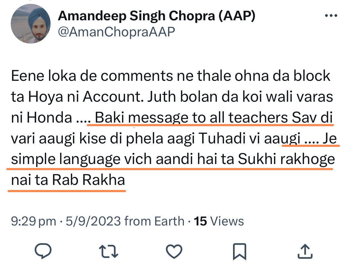 Tractor2twitr_P's tweet photo. Dear CM @BhagwantMann ji,

1158 PhD scholars who are running from pillar to post to get their joining letters are being threatened by your party-men.

‘ਜੇ ਗੱਲ ਸਮਝ ਆਉੰਦੀ ਹੈ ਤਾਂ ਸੁਖੀ ਰਹੋਗੇ, ਨਹੀਂ ਤਾਂ ਰੱਬ ਰਾਖਾ’ this is a clear threat to protesters.

@BhagwantMann @AAPPunjab @harjotbains do you endorse this humiliation & threats?