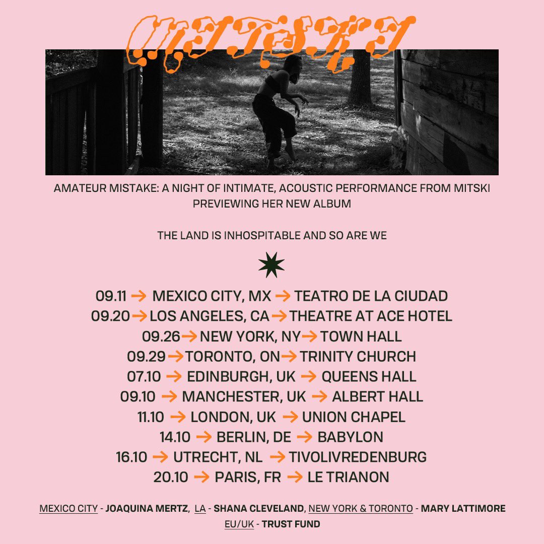 mitskileaks's tweet photo. Mitski is previewing the new album at a handful of intimate acoustic performances across North America, Europe, and the United Kingdom. Tickets and presale access at https://t.co/H1tGniIdNI https://t.co/69w5LnCf49