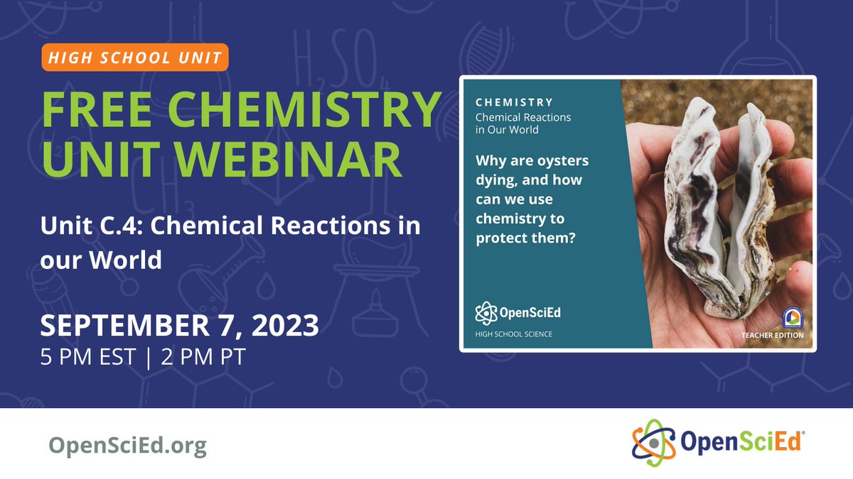 OpenSciEd (@openscied) on Twitter photo If you still need to register for our FREE #chemistry Unit C.4 Chemical Reactions in our World webinar, there's still time! 🚀 Unit author Nicole Vick from <a href="/NorthwesternU/">Northwestern</a> will share the unit storyline and features. #LearnwitnOpenSciEd
Register here ➡️ tinyurl.com/fuaatn5z If you still need to register for our FREE #chemistry Unit C.4 Chemical Reactions in our World webinar, there's still time! 🚀 Unit author Nicole Vick from <a href="/NorthwesternU/">Northwestern</a> will share the unit storyline and features. #LearnwitnOpenSciEd
Register here ➡️ tinyurl.com/fuaatn5z