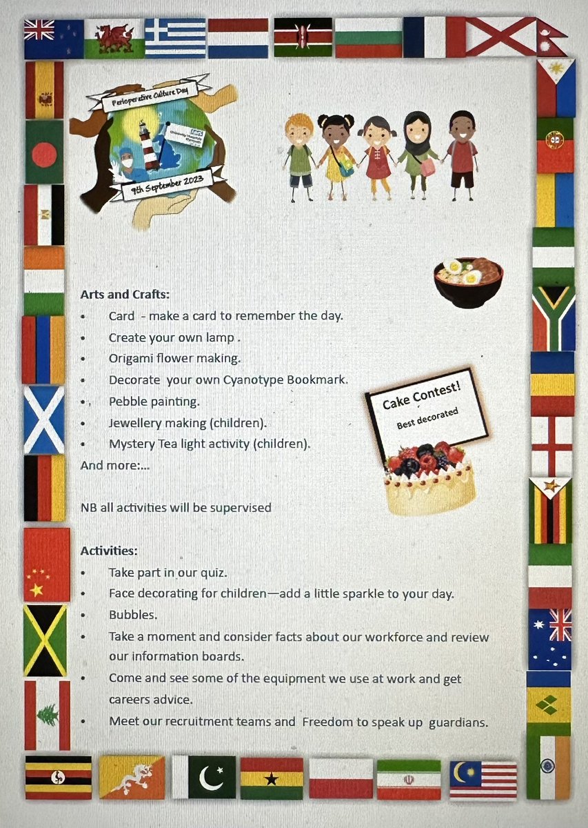 Excited to release programme for Perioperative Culture Awareness day.  Proud of what the teams have put together ahead of 9th September 23.  <a href="/UHP_Theatres/">UHP_NHS Trust Theatres</a> <a href="/edge_edge1/">Daniel Edge</a> @DAllcorn <a href="/Nickymetty/">Nicky Metcalfe</a>  <a href="/Derrifordjobs/">UHP Derriford Recruitment</a> <a href="/UHP_NHS/">University Hospitals Plymouth NHS Trust</a> <a href="/education_uhp/">PerioperativeEducationUHP</a>