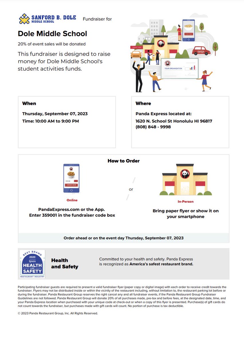 Aloha All,  If you are near Panda in Kamehameha Shopping Center this Thursday, please stop by &amp; support our school fundraiser.  Mahalo for your support! ❤️