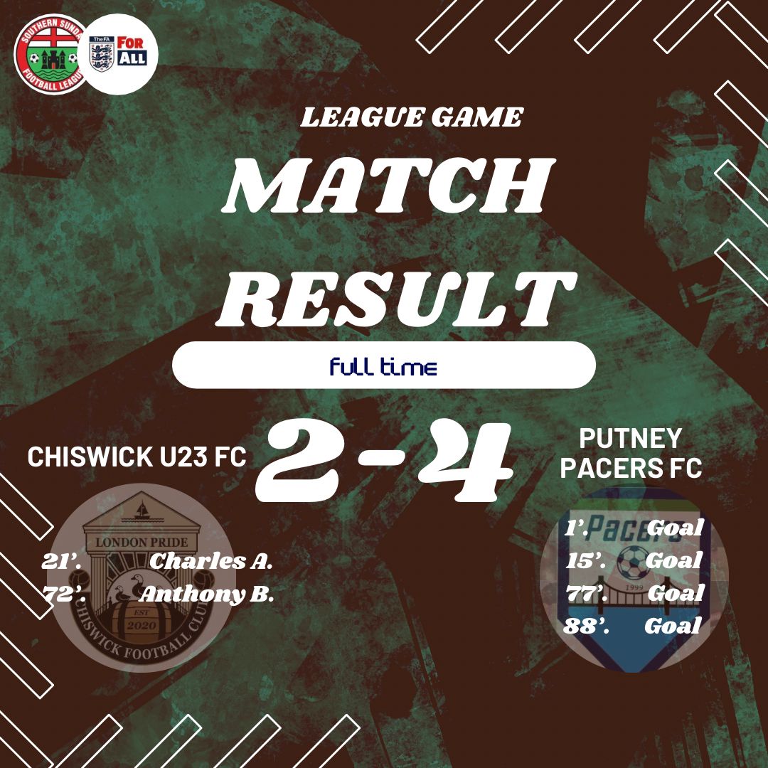 Our U23's suffering a defeat in their first league game against @PutneyPacersFC 

We move forward and keep working hard.