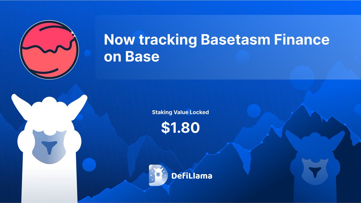 DefiLlama's tweet photo. Now tracking @BasetasmFinance on @BuildOnBase 

Fantasm Finance fork with slightly modified tokenomics https://t.co/DOIzwBDDSk