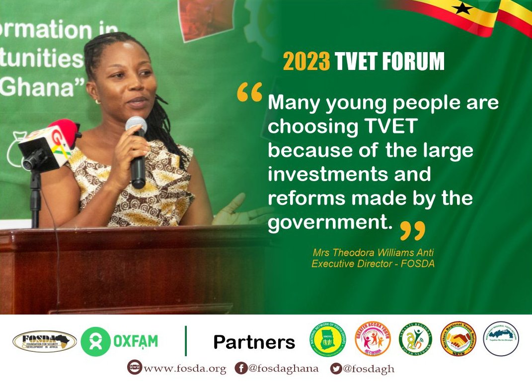 Fosda Ghana (@fosdagh) on Twitter photo Highlights from the opening remarks from our Executive Director - <a href="/Theoanti/">Theodora W. Anti</a> #TVETForum23 Highlights from the opening remarks from our Executive Director - <a href="/Theoanti/">Theodora W. Anti</a> #TVETForum23