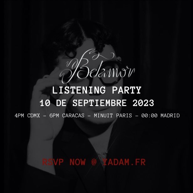 yadamandres's tweet photo. SOLO para la gente de cora sensible‼️: 

el 10/09 haremos un listening party del album que he llamado #CryingInBELAMOR 🖤 Sera una oportunidad UNICA de escuchar el album de arrrriba a abajo UNA SOLA VEZ antes de su salida oficial el 15/09 🖤 RSVPpp: https://t.co/HmEX6UkjAT https://t.co/Cn0utIvVbR