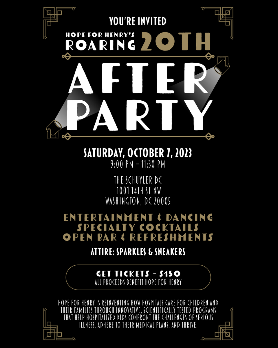 You are invited to our Annual Gala After Party! If you like to dance to live music, enjoy a cocktail or two, or eat to your hearts content, then this is the party for you! Bring your sparkles and sneakers, click the link in our bio, and join us for our 20th anniversary.