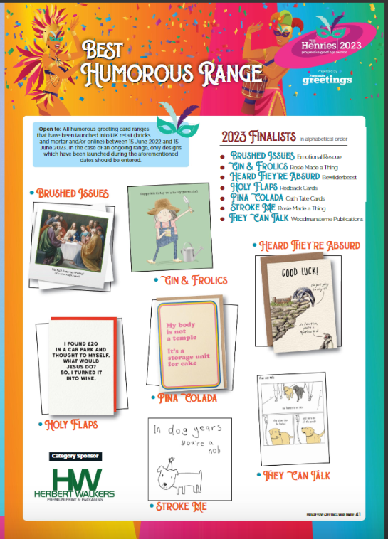 Prog_Greetings's tweet photo. 30+ pages of #greetingcards #nominations  for this year's #henries2023 #greetingcardawards #Henries
-link here for all the pages featuring all nominees:
https://t.co/0dOTHDfbv8 https://t.co/0oDfkl5aJS