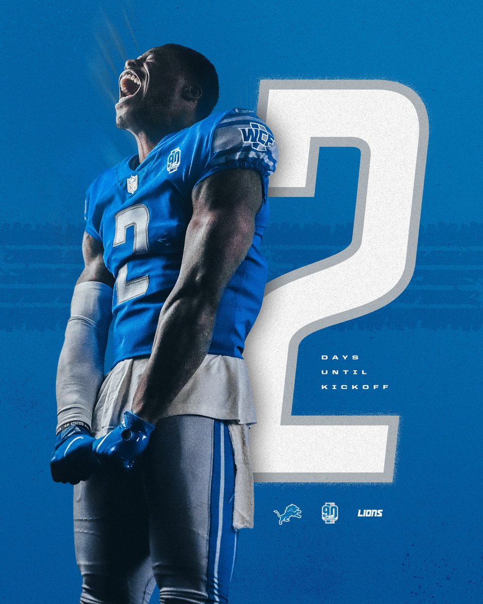 Lions's tweet photo. Just ✌️ days until the season opener!

@CGJXXIII https://t.co/uV62PpohX4