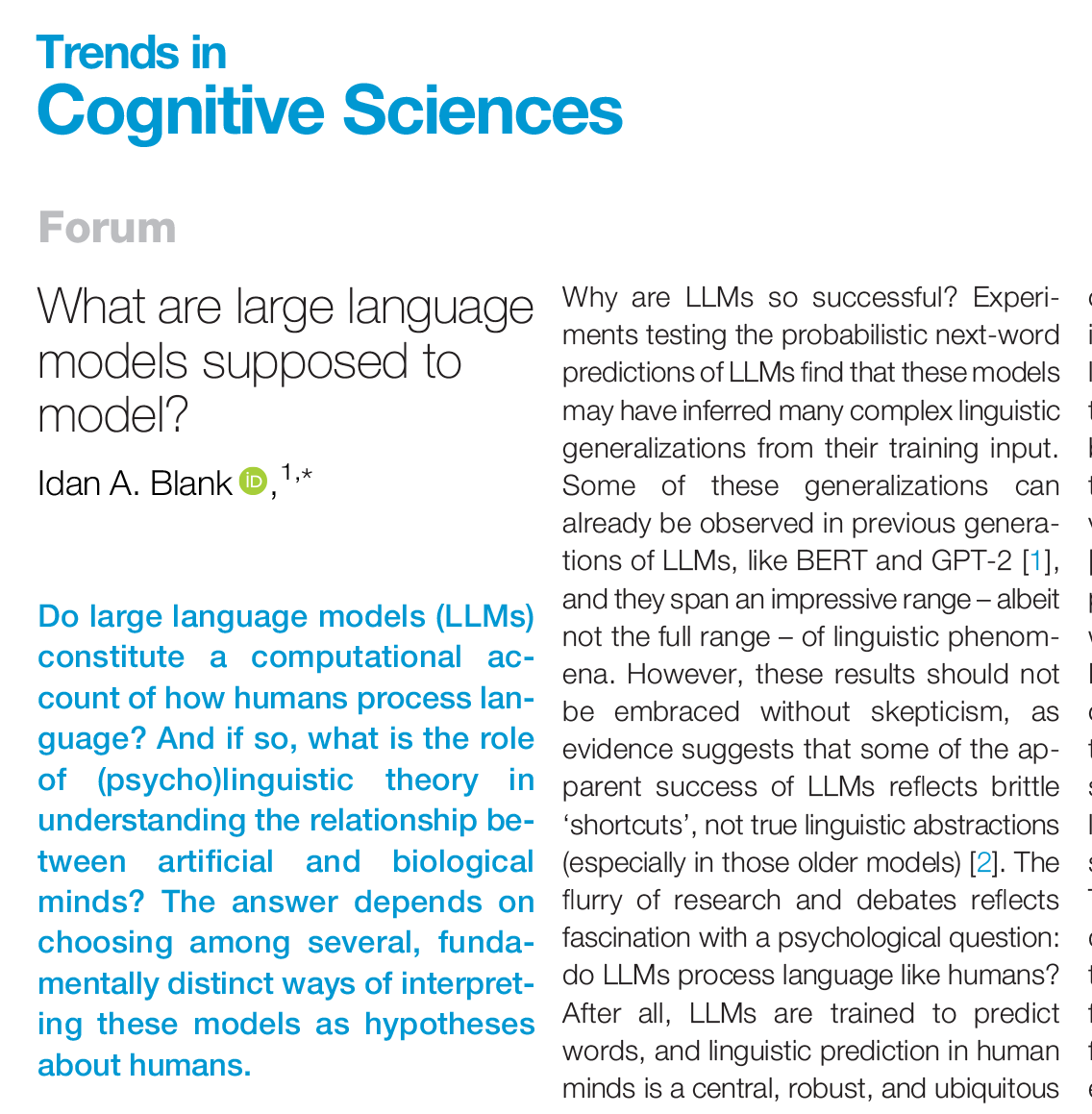 What are large language models supposed to model? Forum by @IbanDlank OA: authors.elsevier.com/sd/article/S13…