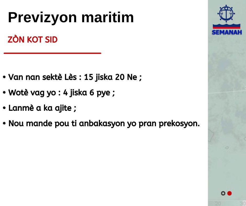 Bilten meteyo pou lanmè a Soti Madi 5 Septanm 2023 pou rive 6 Septanm 2023.
