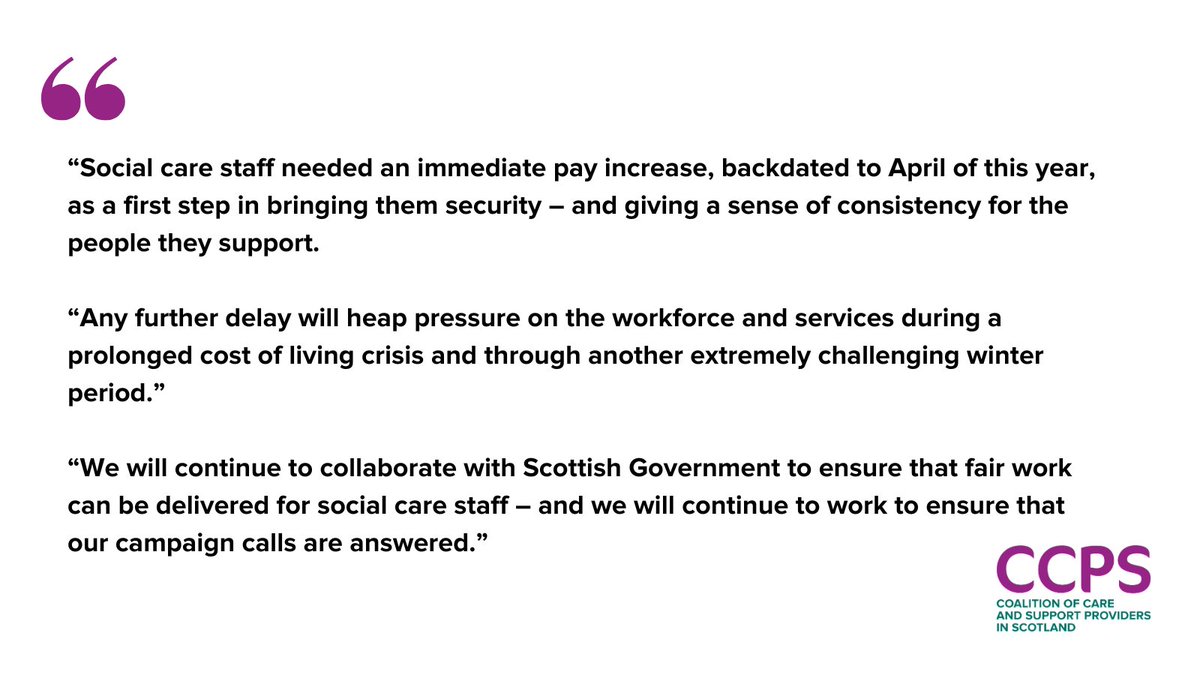 Coalition of Care & Support Providers (@ccpscotland) on Twitter photo 💥 Programme for Government social care staff pay announcement “fails to grasp reality and begs questions over timeline”
➡️ Read our full statement here: tinyurl.com/yhmt344c
#4StepsToFairWork
<a href="/r_cackett/">Rachel Cackett</a> <a href="/andreawoodKey/">andrea wood</a> <a href="/ronculley77/">Ron</a> <a href="/abonomy/">Angela Bonomy</a> <a href="/CEOsimonscot/">lorraine mcgrath</a> <a href="/samcchange/">Sam Smith 🕷</a> 💥 Programme for Government social care staff pay announcement “fails to grasp reality and begs questions over timeline”
➡️ Read our full statement here: tinyurl.com/yhmt344c
#4StepsToFairWork
<a href="/r_cackett/">Rachel Cackett</a> <a href="/andreawoodKey/">andrea wood</a> <a href="/ronculley77/">Ron</a> <a href="/abonomy/">Angela Bonomy</a> <a href="/CEOsimonscot/">lorraine mcgrath</a> <a href="/samcchange/">Sam Smith 🕷</a>