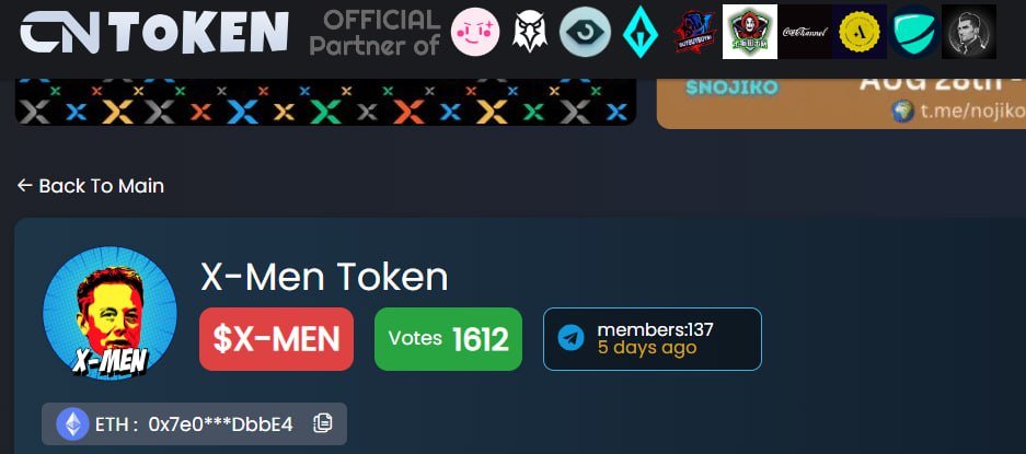 💎 X-MEN on CNToken! 💎

Now you can follow the price of $XMEN on CNToken: cntoken.io/coin/36813

#XMENETH #XMEN