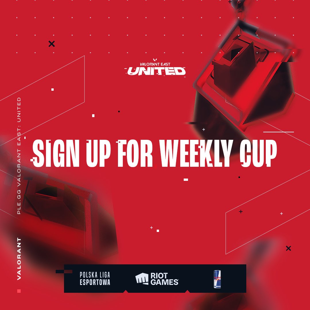 Tomorrow the next participants in the VALORANT East United: League will be announced, so today it is time to announce... 🤫

Registration for the Weekly Cup, which will take place this Friday, 8 September at 18:00 CEST! 😎

Link -&gt; bitly.pl/EEZsn
