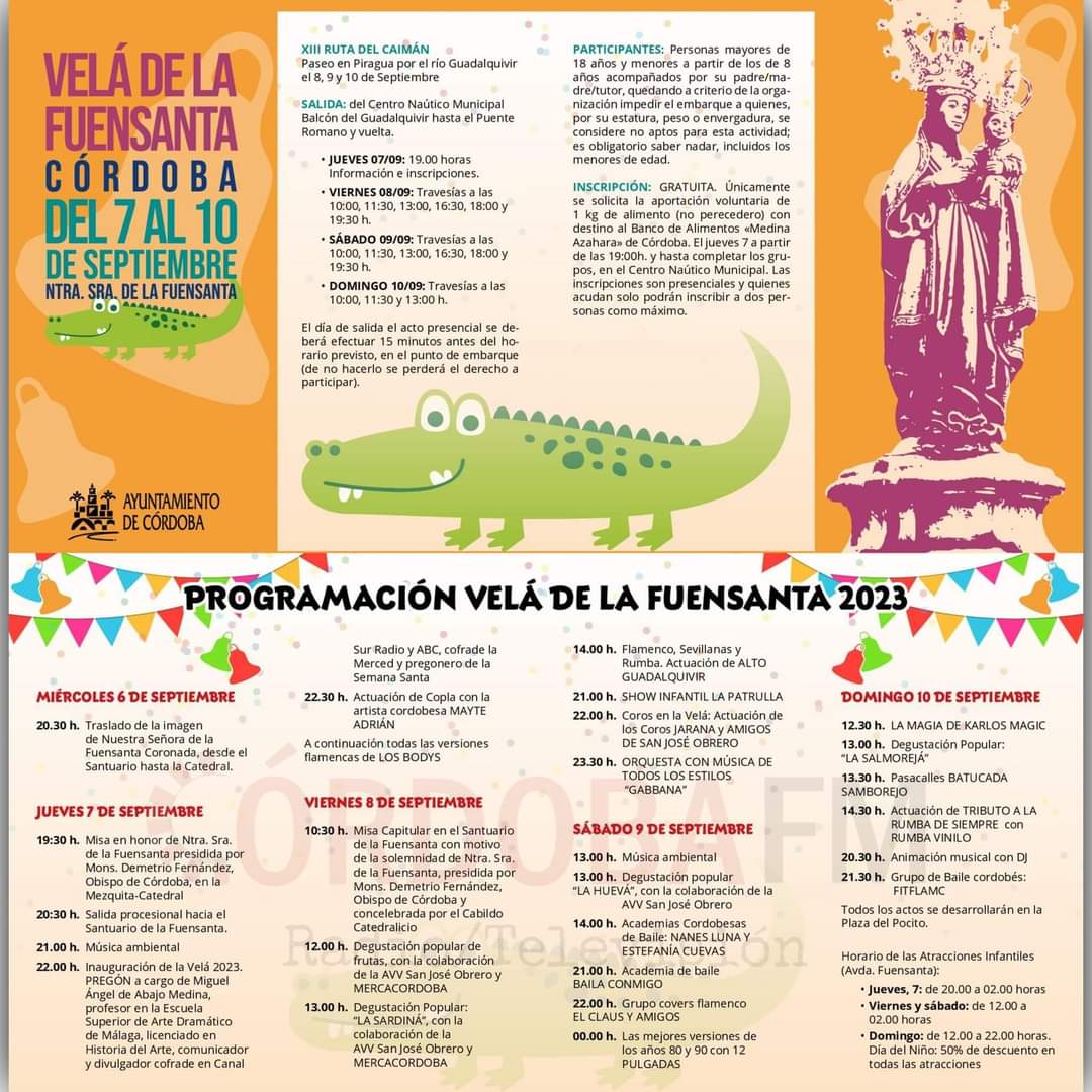 altorociero's tweet photo. El viernes día 8 de septiembre estaremos en Córdoba, en la Velá de la Fuensanta, a partir de las 14.00 hrs. 

#36AltoGuadalquivir #sevillanas #rumbas #musica #hoycomoayer https://t.co/SkxdXeomb1
