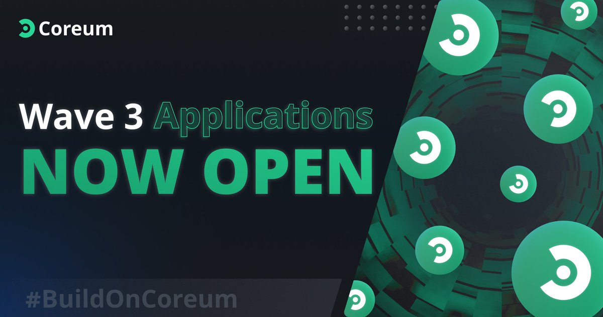 txDevHub's tweet photo. Wave 3 development grant applications are now open!

#Coreum continues to seek dedicated devs & projects that enhance blockchain utility by leveraging
Smart Token technology with a borderless cross-chain approach.

Areas of focus include #DeFi, Tokenization of RWA's, Decentralized IDs, #zk Proofs, and #XRPL implementations.

Applications close on Oct 30th.

#BuildOnCoreum

🔗: https://t.co/k8gOYGzakE