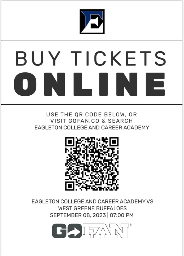 WGHSAthletics's tweet photo. Here is QR code to pre-order tickets for Friday’s football game at Eagleton.
#GoBuffs https://t.co/V8xaMaLFAe