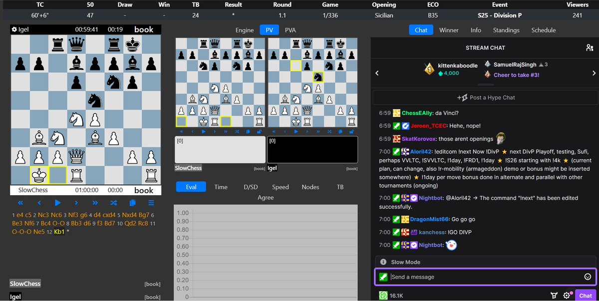 LeoLjubicic66's tweet image. Premier Division (DivP) of #TCEC season 25 has just started! Best of the best chess engines battle it out in a multiple all-play-all event. Join us for chat, as nobody understands their chess anyway.
@TCEC_chess 
tcec-chess.com