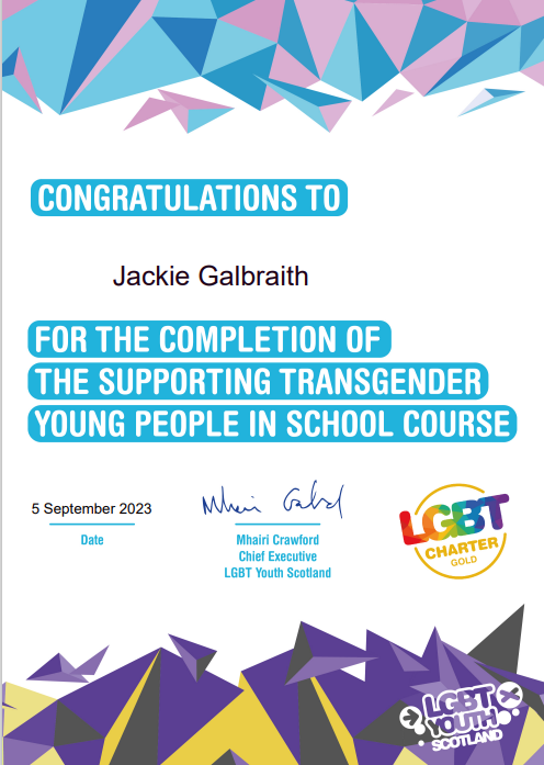 Just completed my LGBT Youth Scotland Supporting Transgender Young People training as part of @WestLoCollege journey towards LGBT Charter Gold. Great course with lots of further reading recommended. #Equality #LGBT #PowerOfDifference