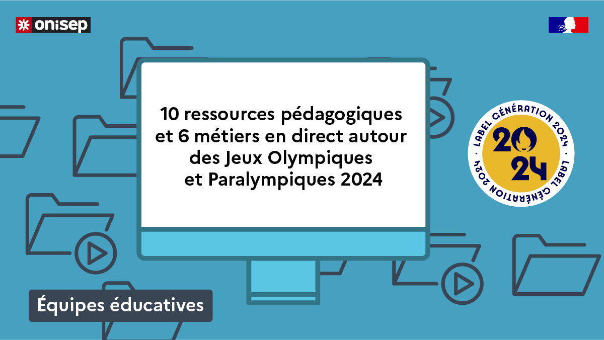 #équipeséducatives #collège #lycée 
🏅 J-325 #Paris2024, l'#Onisep propose de faire découvrir aux élèves des #métiers, #formations et professionnels, en lien avec les #JOP2024 :
🔟 Ressources pédagogiques 6️⃣ #Métiersendirect
🕙 reso-avenirs.onisep.fr
#Génération2024 #orientation