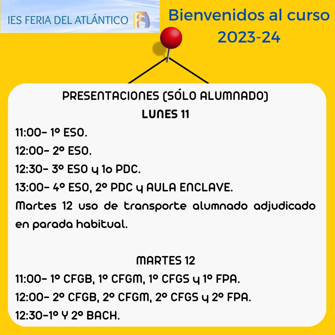 IESFeria's tweet photo. Comenzamos curso 2023/24.  Información completa en el blog del centro. https://t.co/5gBSllJ1vu