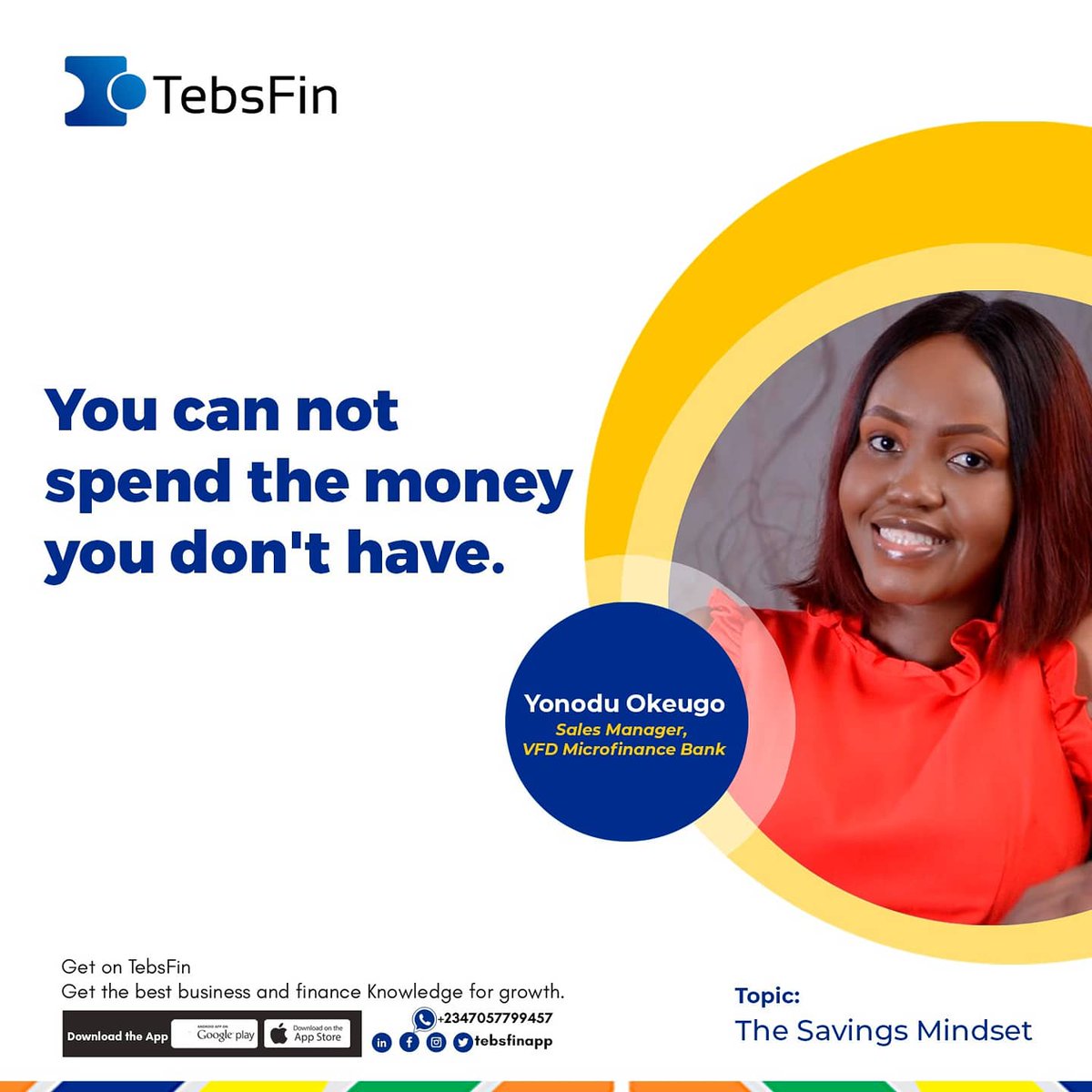 tebsfinapp's tweet photo. On Saturday 2nd September 2023 we are so honored to have Yonodu Okeugo as our guest speaker and @theisraelalabi as the moderator of "The Savings Mindset".

Here are some of the excerpts from the session 
#savings #tebsfinapp #tebsfinn #money https://t.co/iSQWT4mno7