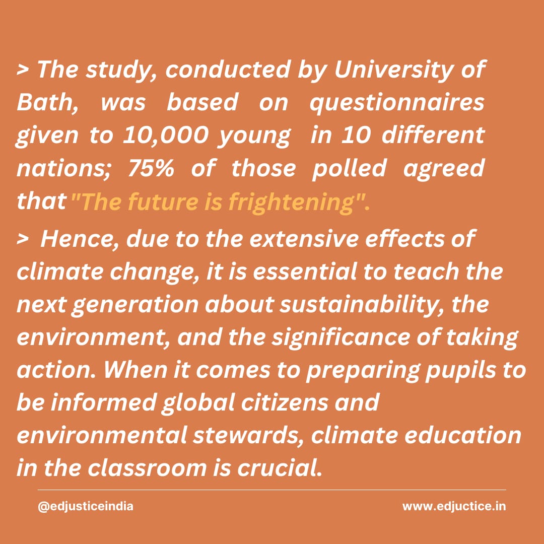EdJusticeIndia's tweet photo. Around the world, climate change's effects are still being seen and felt.  The concern is that if coordinated global action is not taken before it is too late, future generations will be left to pick up the pieces.

#edjustice #edjusticefoundation #EducationForAll https://t.co/PlVOROQ1vK