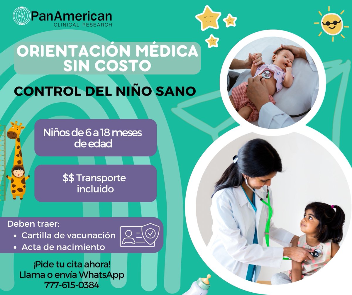 PanAm_Cuerna's tweet photo. Estamos ofreciendo por tiempo limitado las siguientes opciones SIN COSTO 
- Control de niño sano para niños 6 a 18 meses de edad
- Valoración oftalmológica para pacientes diabéticos
- Evaluación con Fibroscan para hígado graso
¡Contáctanos para hacer cita!
https://t.co/fL3Fhv9efm https://t.co/KZXiTv0oZ8