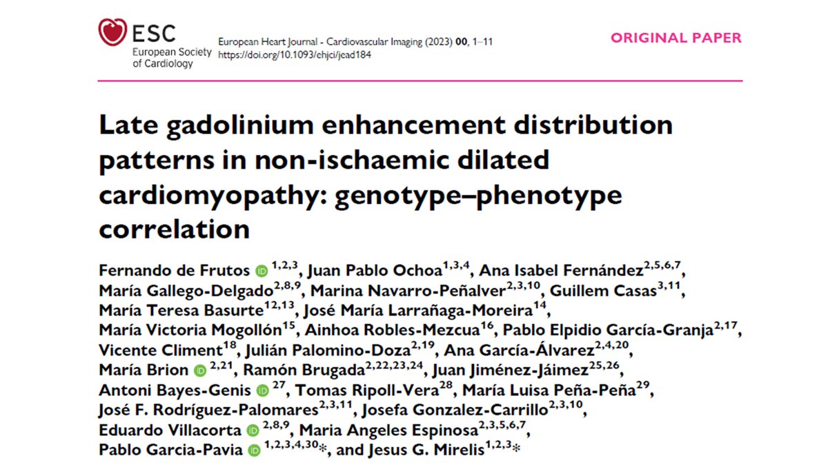 📰The new ESC CMP Guidelines focus on the relevance of CMR and genetics to provide accurate diagnosis of DCM. Nevertheless, its correlation is based on studies with relatively small samples. In this new paper we provide new evidence with the largest cohort published to date: