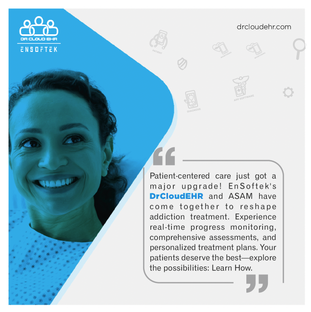 drcloudehr's tweet photo. DrcloudEHR: Discover the power of integration as we join forces with ASAM's CONTINUUM and CO-Triage. Revolutionizing addiction treatment with precise assessments. 

Learn more: https://t.co/2IBIxbI5VE

#AddictionTreatment #PatientCare #HealthTech #Innovation https://t.co/0tDDf2fgHy
