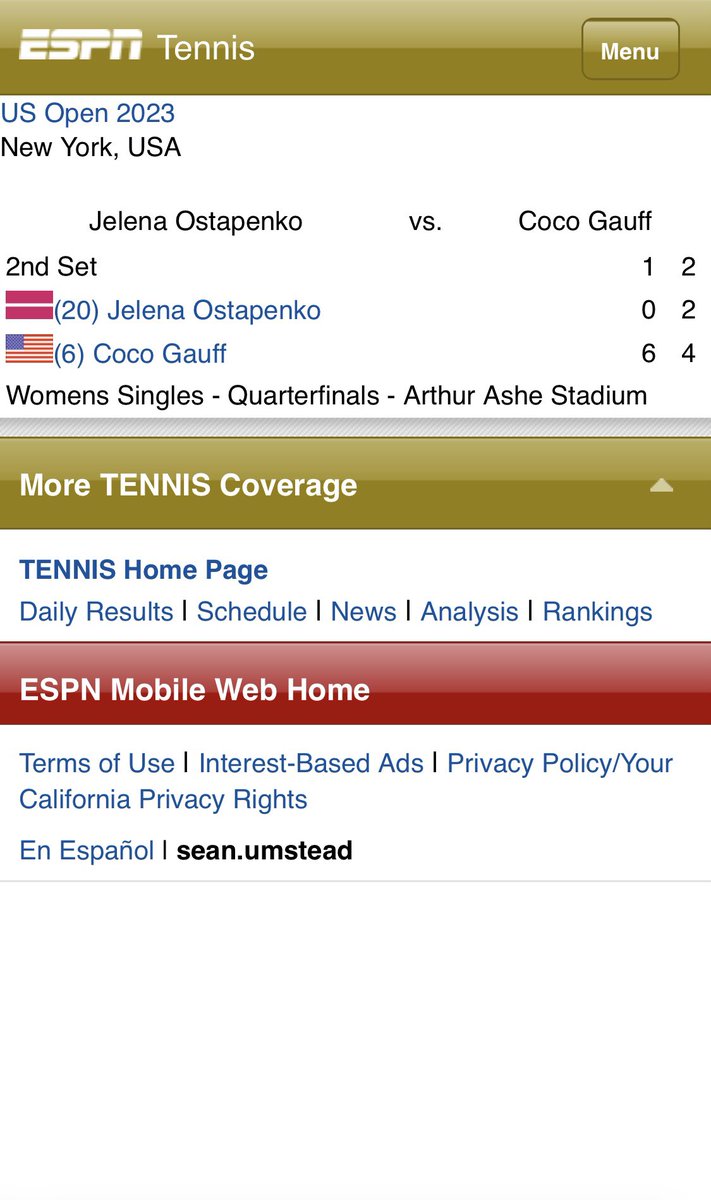 It’s really crazy that in 2023 <a href="/espn/">ESPN</a> hasn’t updated their “gamecast” for tennis past what their site looked like in 2009. <a href="/usopen/">US Open Tennis</a>