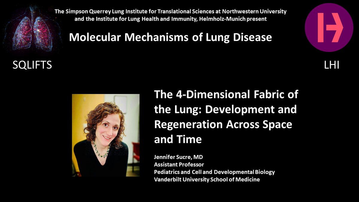 SQLIFTS's tweet photo. Jennifer Sucre, MD, will present a talk titled "The 4-Dimensional Fabric of the Lung: Development and Regeneration Across Space and Time" at the Molecular Mechanisms of Lung Disease Conference. For more information and to register please visit https://t.co/pNzOiPJqvO https://t.co/lKYCxIy6RG