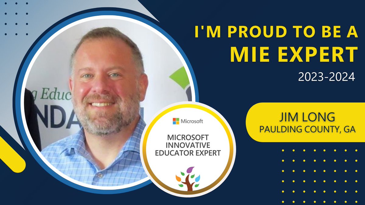 So excited to be selected as an MIE Expert for 2023-2024 #MicrosoftEdu #MIEExpert.

@PCSDtechcoaches @pauldingboe 
#MicrosoftCertifiedCoach
 @i2eEDU