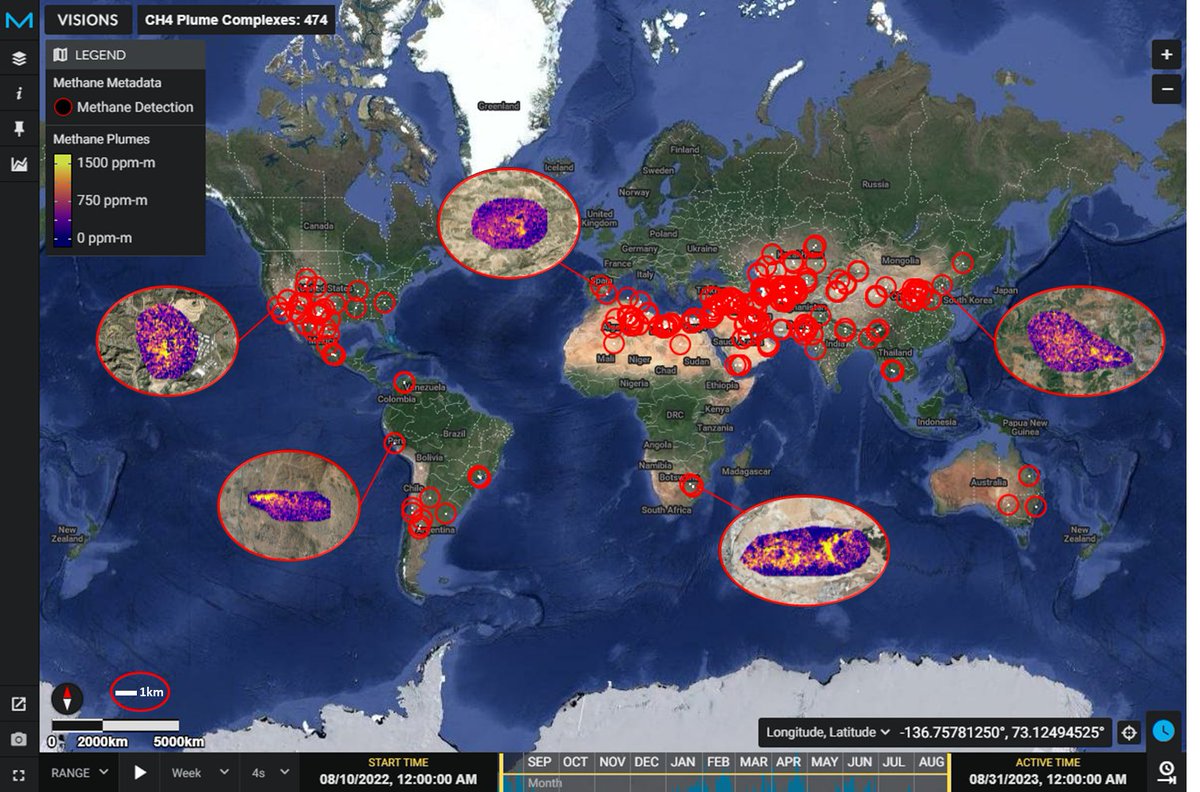 NASAEarthData's tweet photo. New Earth Surface Mineral Dust Source Investigation (#EMIT) data products are available at NASA's #LPDAAC. The Level-2B Methane Enhancement &amp; Level-2B Estimated Methane Plume Complexes products identify point source #methane #GHG emissions. Access data: https://t.co/HkR8ImNNfm https://t.co/p1RDeIxQ2P