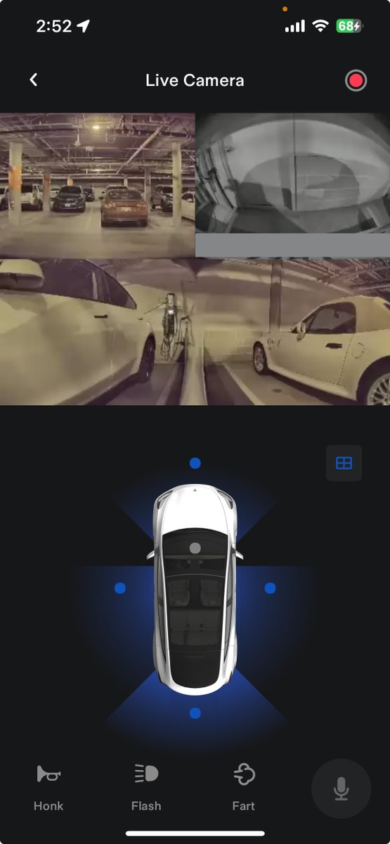 jason928's tweet photo. I notice in my Tesla Sentry mode, multiple cameras view, the back camera is reversed.  Is this by design? I am using 2023.26.9. @Tesla https://t.co/sltWXglh7i