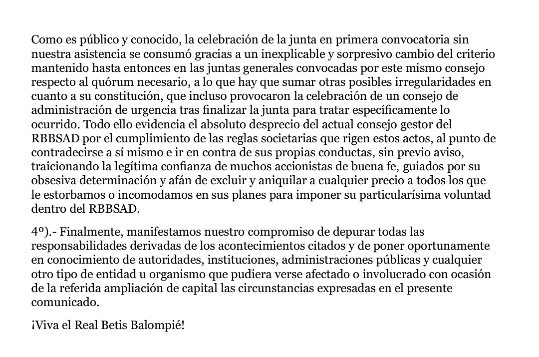 EPOB_'s tweet photo. 🟢 Comunicado conjunto de las familias Caro Ledesma, Galera y Salas sobre la pasada junta de accionistas #Betis https://t.co/ZmMhdyhqBi