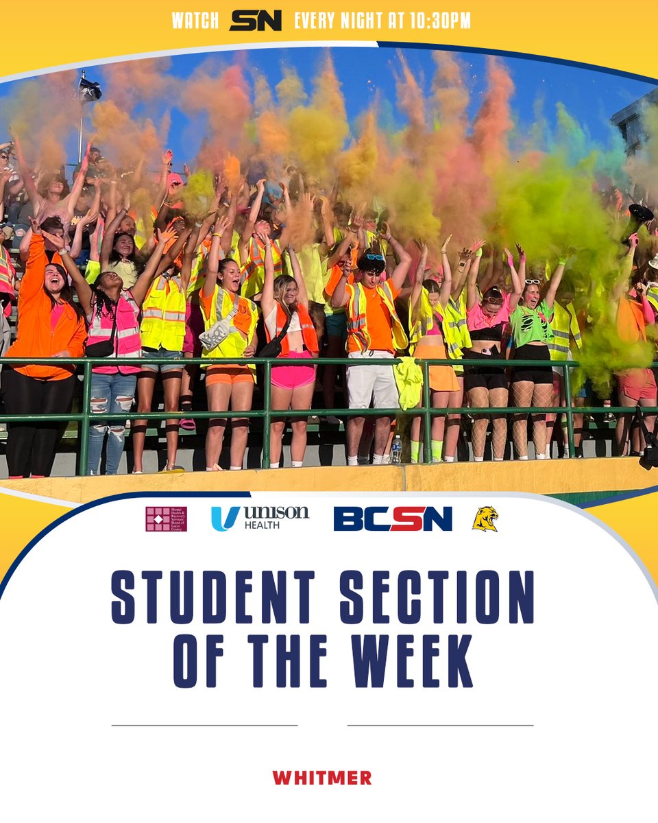 🚨 HEY PANTHER NATION... YOU are the winners of Week 3 of the @UnisonHealthTol @MHRSBofLucasCO Student Section of the Week! 🎉 You guys were AWESOME and we'll see you at home this Friday with that amazing #SSOTW belt! 🔥 @TheNationWHS | @WhitmerAthletic