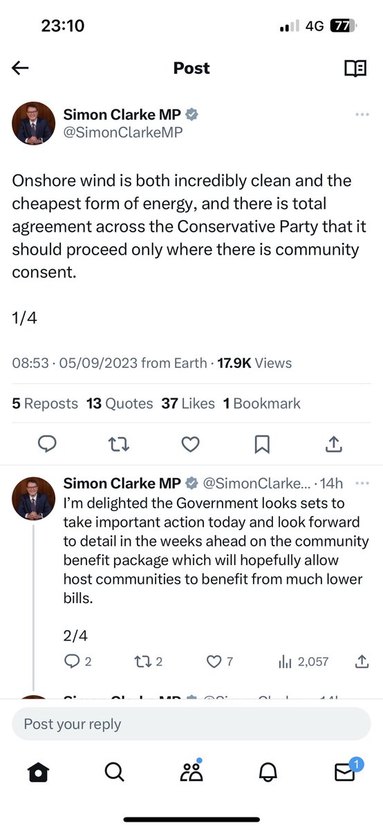 Sorry to bore everyone but a senior Tory MP is still spouting absolute rubbish about OnshoreWind. How many times do they need to be told? 100% Renewables Grid would require Storage costing £9Tn-£18Tn. OnshoreWind = £110MWh. Gas = £70MWh. Simon Clarke MP has no idea! 🤦‍♂️ #NetZero