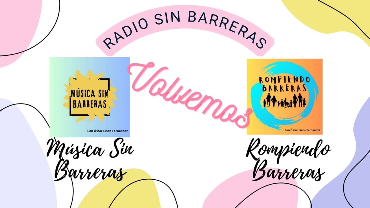 radiosinbarrera's tweet photo. Radio SIN Barreras está de vuelta. Toda la información en el siguiente enlace! 
https://t.co/hQZfwvCsTz https://t.co/qZFNiiOiTs