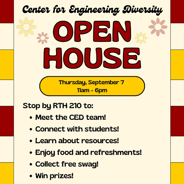 USC_CEE's tweet photo. Still looking for ways to participate in the vibrant community at #USC_CEE and #USCViterbi? Stop by RTH 210 to check out the Center for Engineering Diversity's (CED) Open House! Open Thursday, Sept 7th, 11:00 AM-6:00 PM. Reposted from @usc_viterbi_ced
#students #engineering https://t.co/stuPZmKDFs