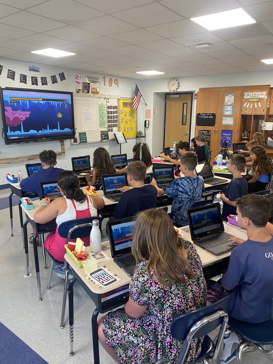 Our 5th Grade Scholars are <a href="/Kahoot/">Kahoot!</a> wizards, showing their back to school knowledge on the first day of school! 🍎💻✔️